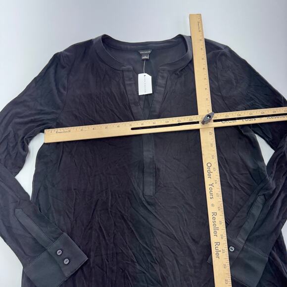 Ann Taylor Top Womens Small Black V Neck High Low Blouse - Picture 7 of 8